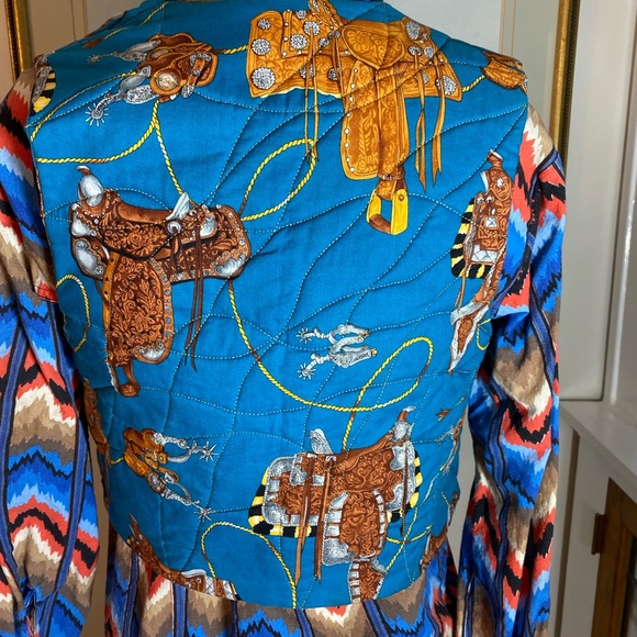 Horse saddle teal quilted vest - Picture 4 of 5